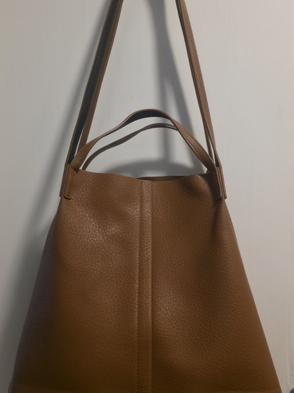 All Saints Cognac Pebbled Leather Tote